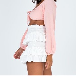 ❌Sold❌Princess Polly Natalya White Ruffle Skirt